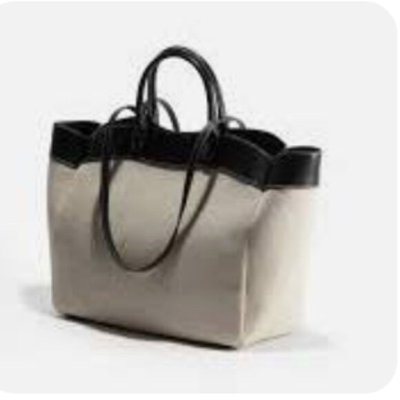 H&M Large Shopper Tote Cream Black SOLD OUT - Picture 4 of 10